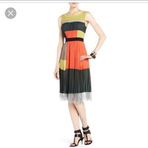 BCBG Colorblock Pleated Dress
